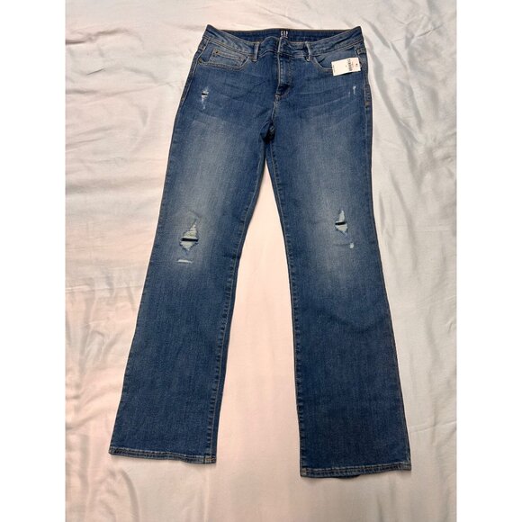 Gap Denim Girls Bootcut Jeans Size 16 Regular Distressed Mid-Rise - Picture 1 of 8